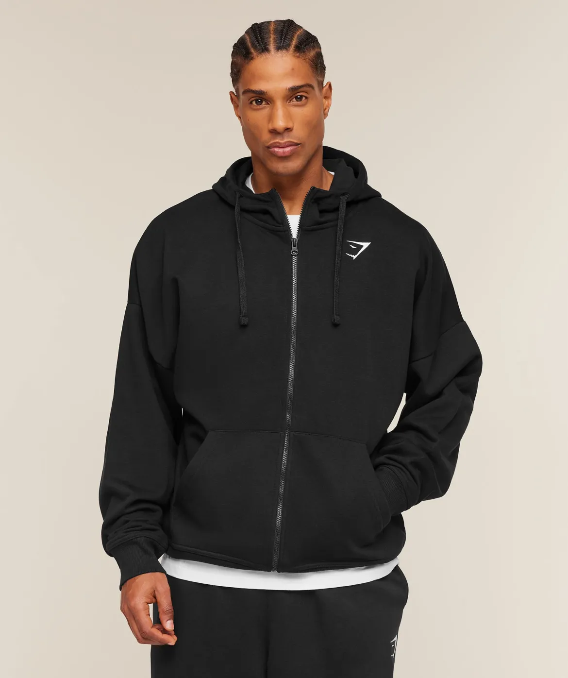 Crest Oversized Zip Up Hoodie