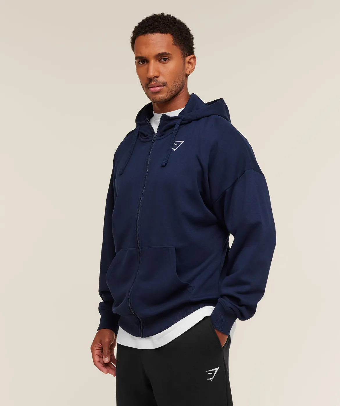 Crest Oversized Zip Up Hoodie