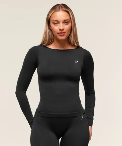 Everyday Seamless Wide Neck Long Sleeve Top
