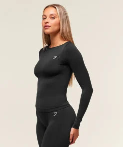 Everyday Seamless Wide Neck Long Sleeve Top