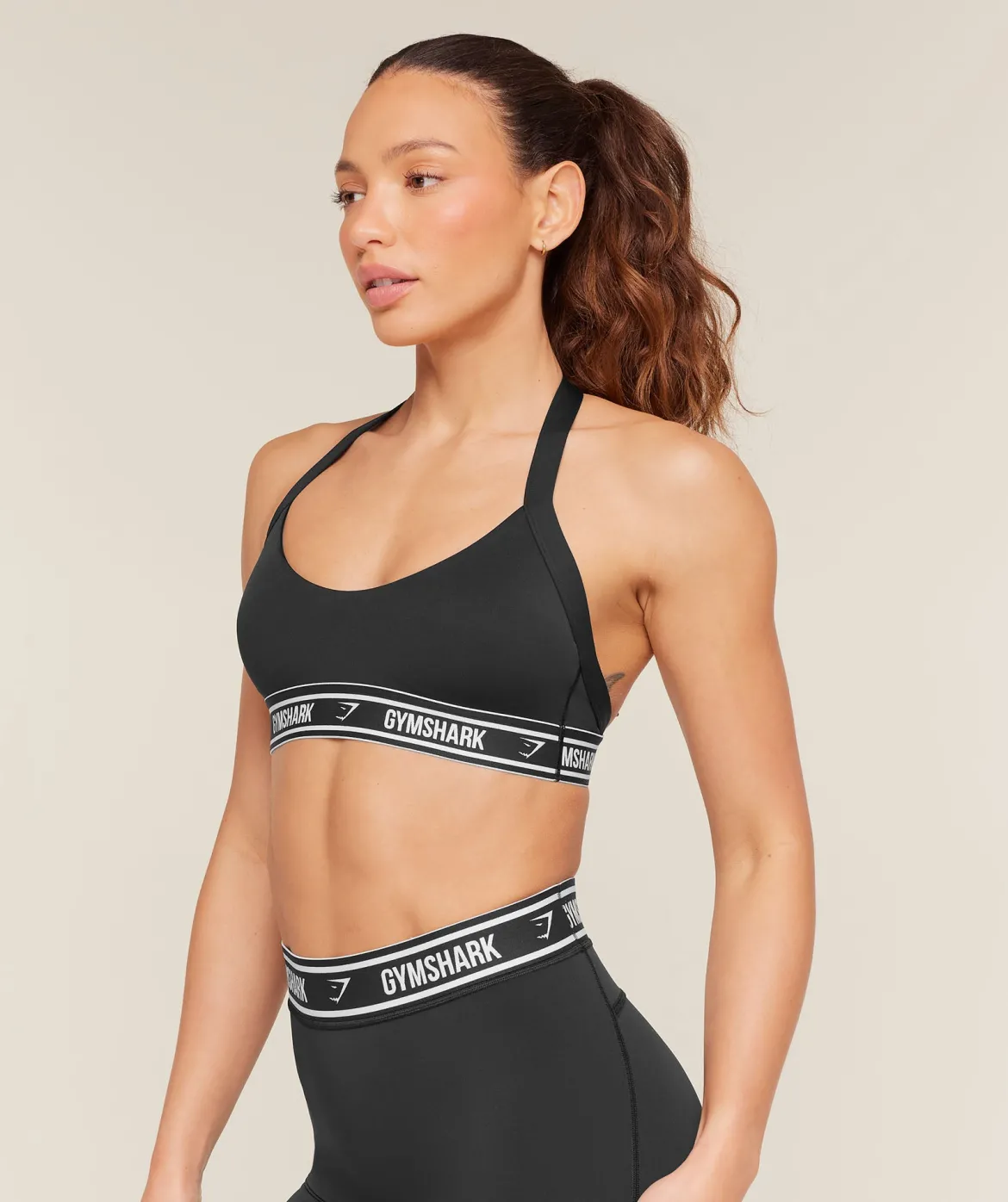 Light Support Halter Neck Logo Sports Bra