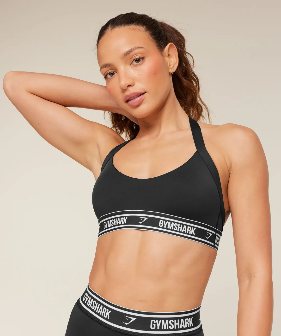 Light Support Halter Neck Logo Sports Bra