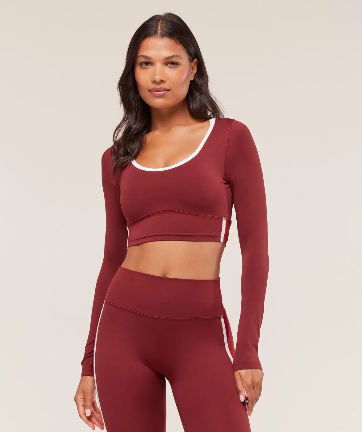Piping Long Sleeve Crop Top