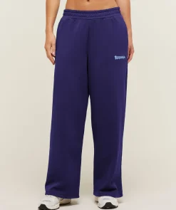 Script Embroidery Wide Leg Pants